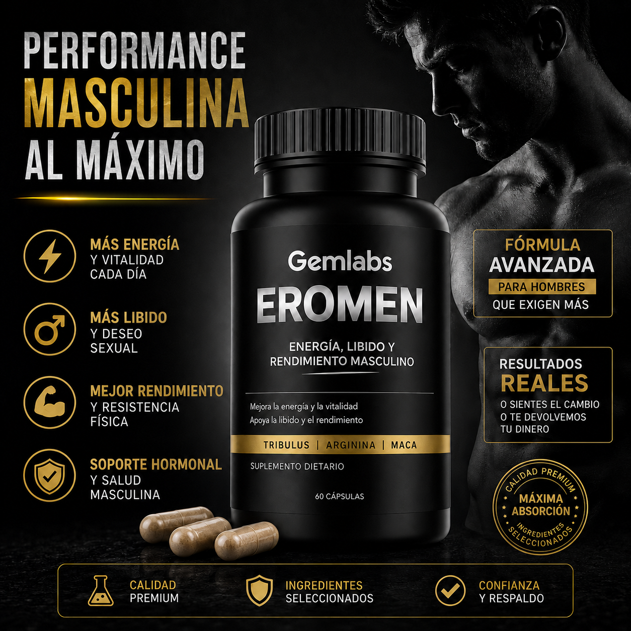EROMEN |Testosterona natural y soporte para el rendimiento masculino